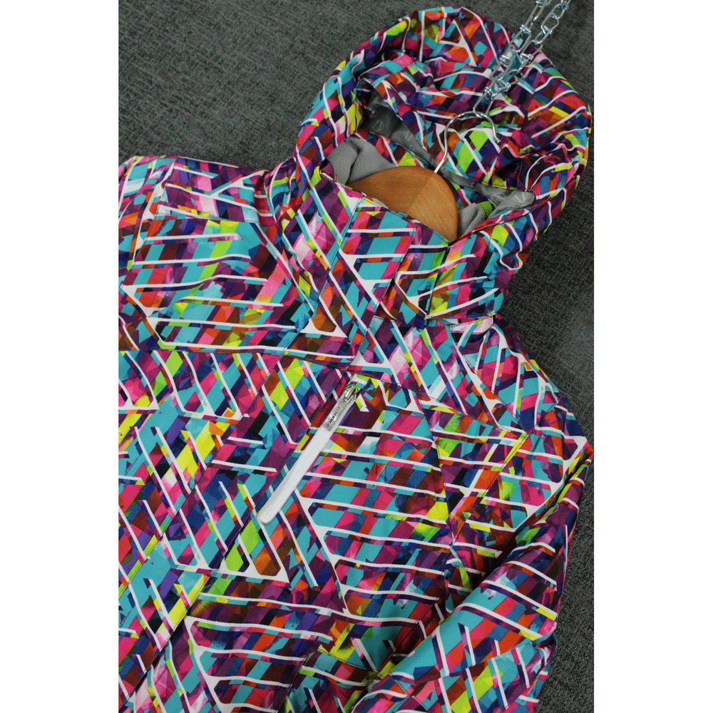 Sunice Girls Size 10 Insulated Ski Jacket Multi Color Geometric Hooded Coat